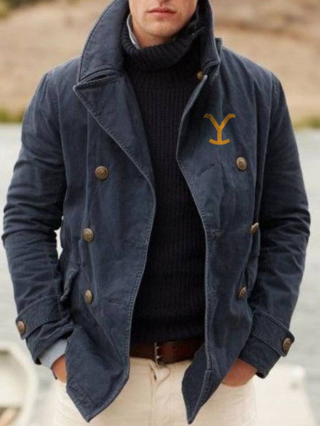 

StyleCast Men Checked Polyester Longline Parka Jacket, Navy blue