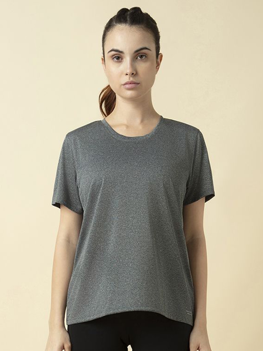 

Van Heusen Women Solid Round Neck Relaxed Fit T-shirt, Grey