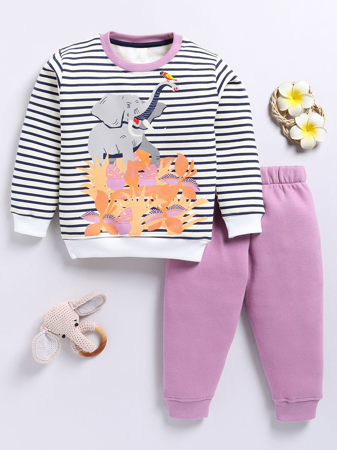 

Toonyport Unisex Kids Round Neck Printed Sweatshirt with Joggers, Purple