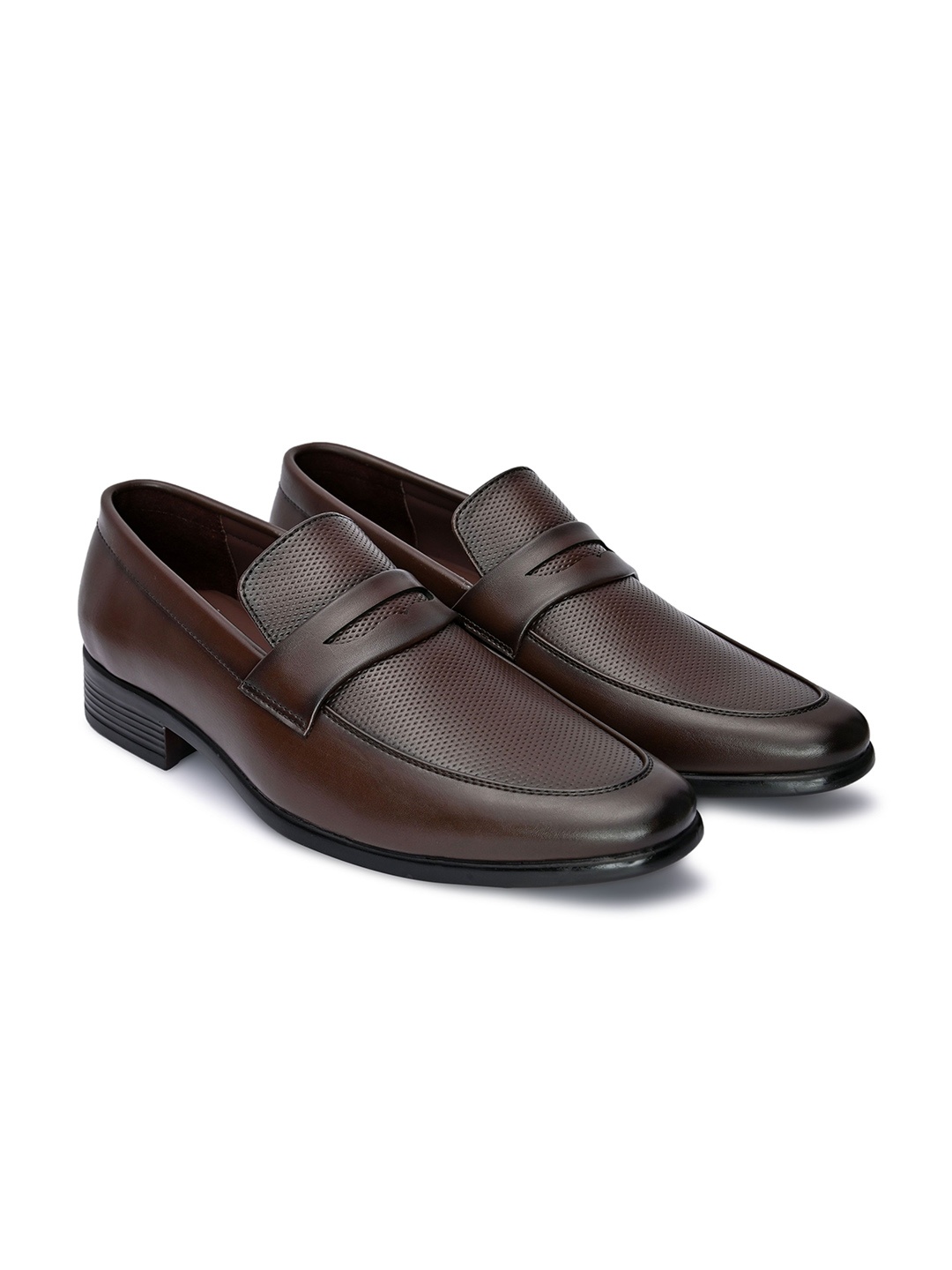 

Hydes N Hues Men Textured Slip-On Formal Loafers, Brown