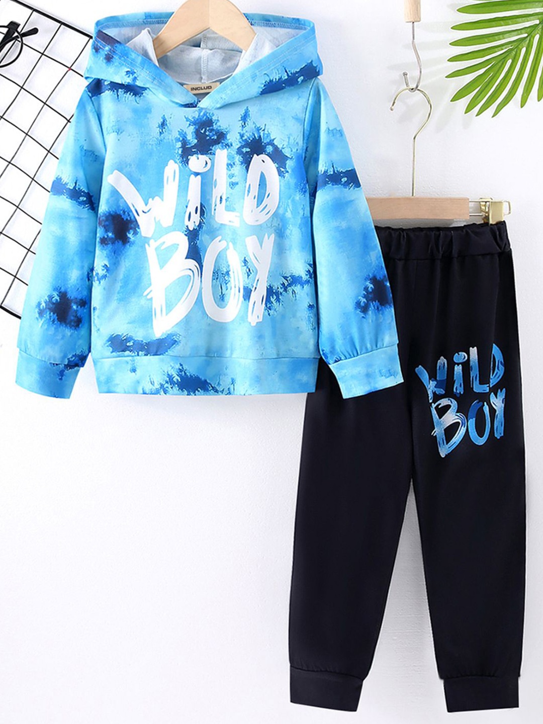 

INCLUD Boys Dyed hooded Long Sleeves Sweatshirt With Jogger, Blue