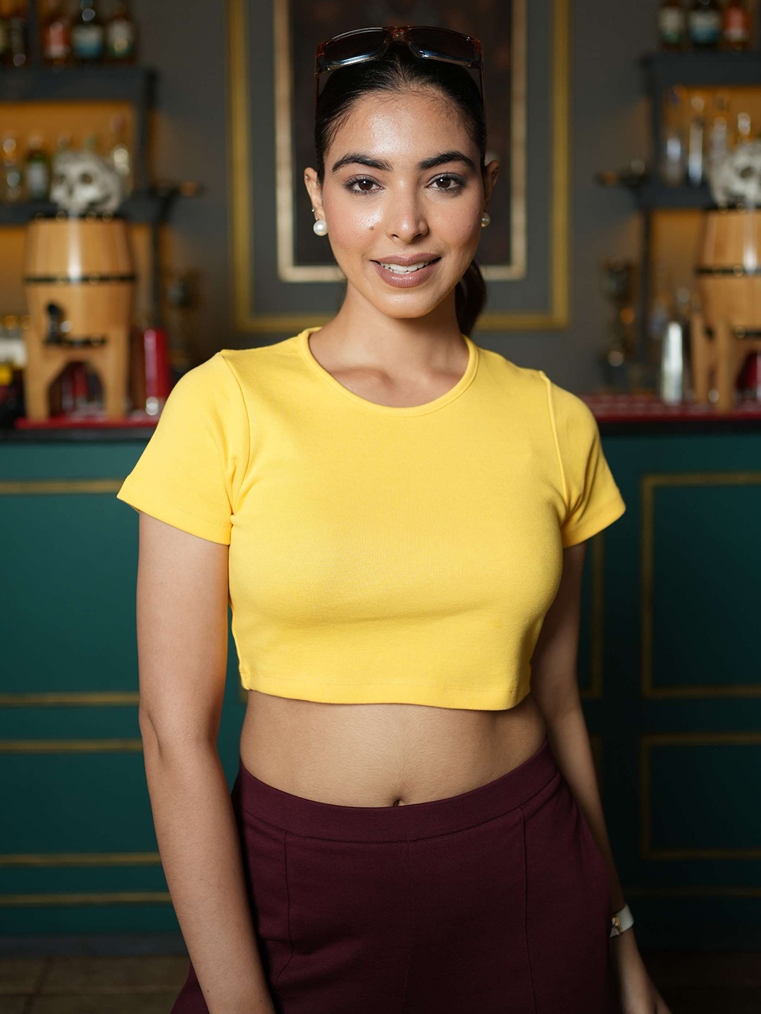 

Mlada Short Sleeves Regular Round Neck Crop Top T-shirts, Yellow