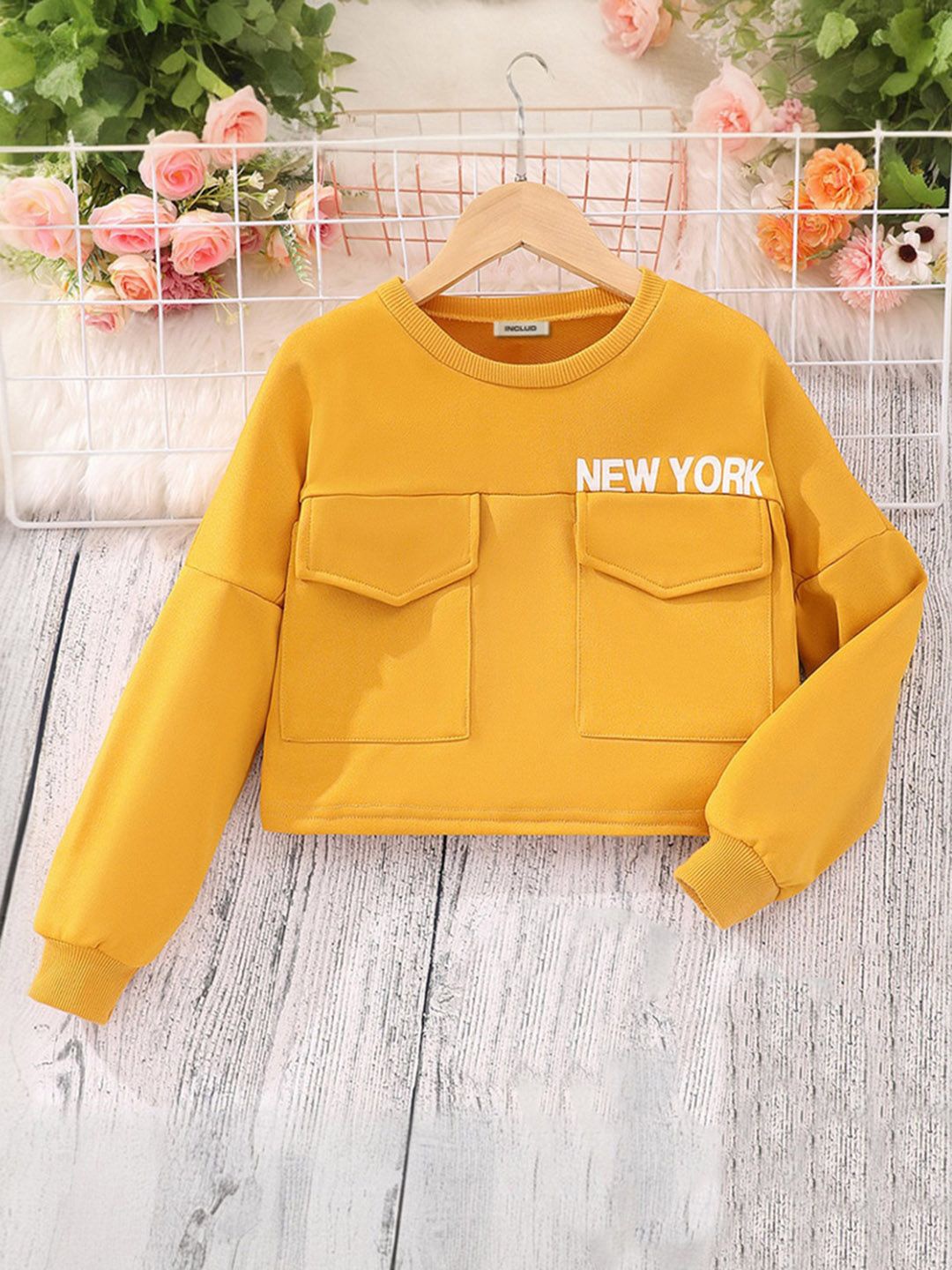 

INCLUD Girls Printed Sweatshirt, Yellow