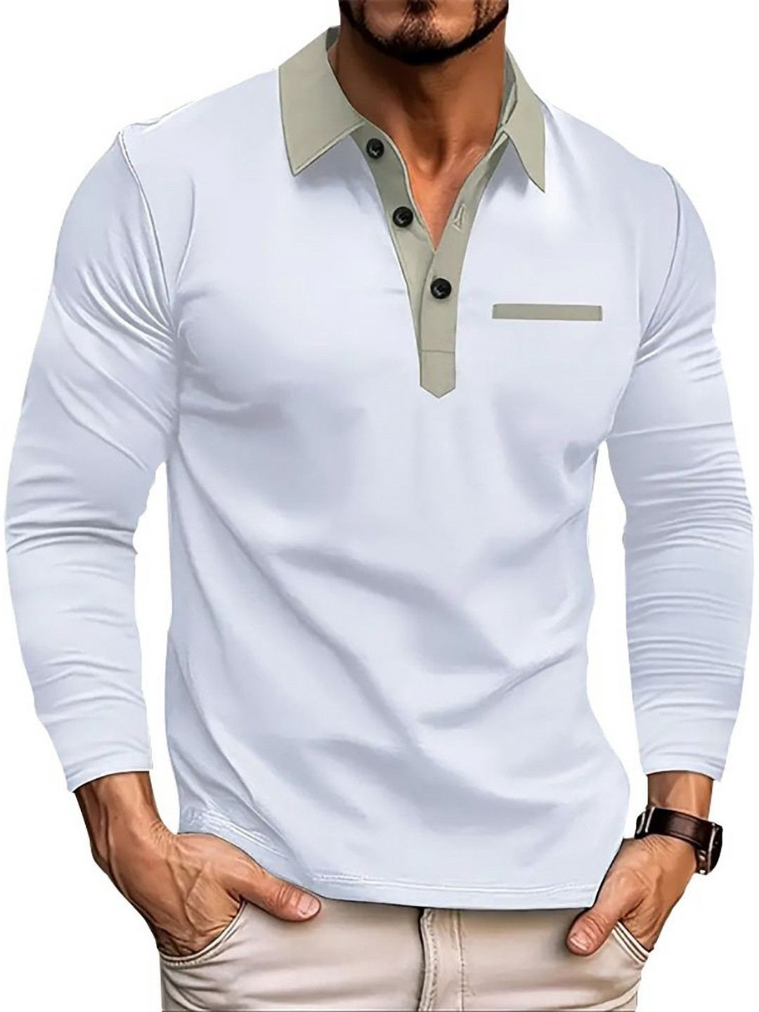 

StyleCast x Revolte Men Solid Polo Collar T-shirt, White