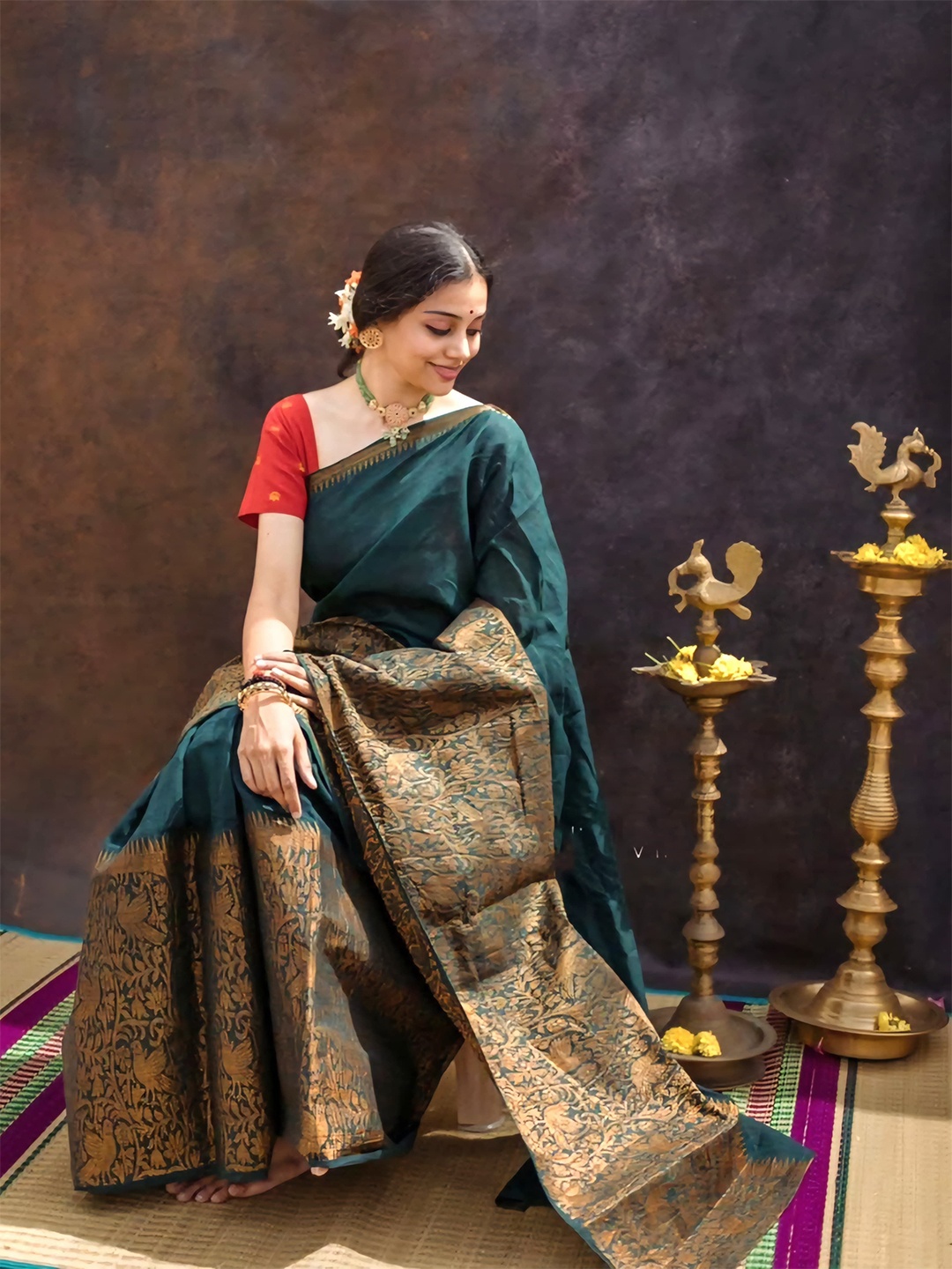 

Visit Wear Woven Design Zari Pure Silk Banarasi Saree, Green