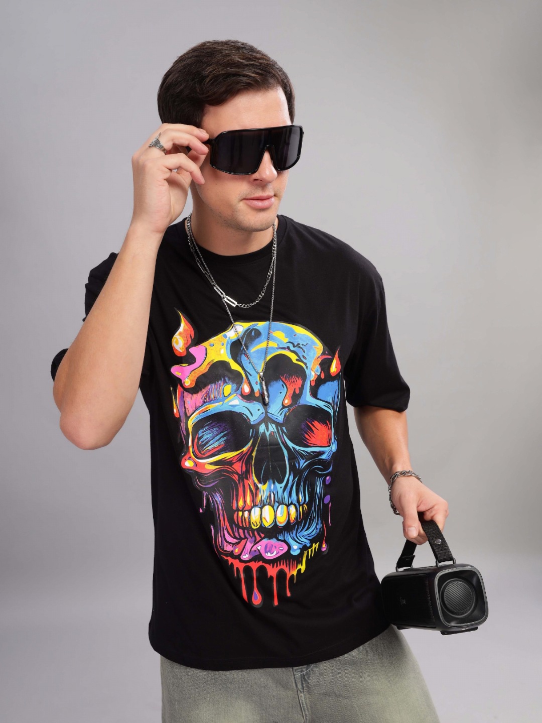 

TOMHIDDLE Men Printed Raw Edge T-shirt, Black
