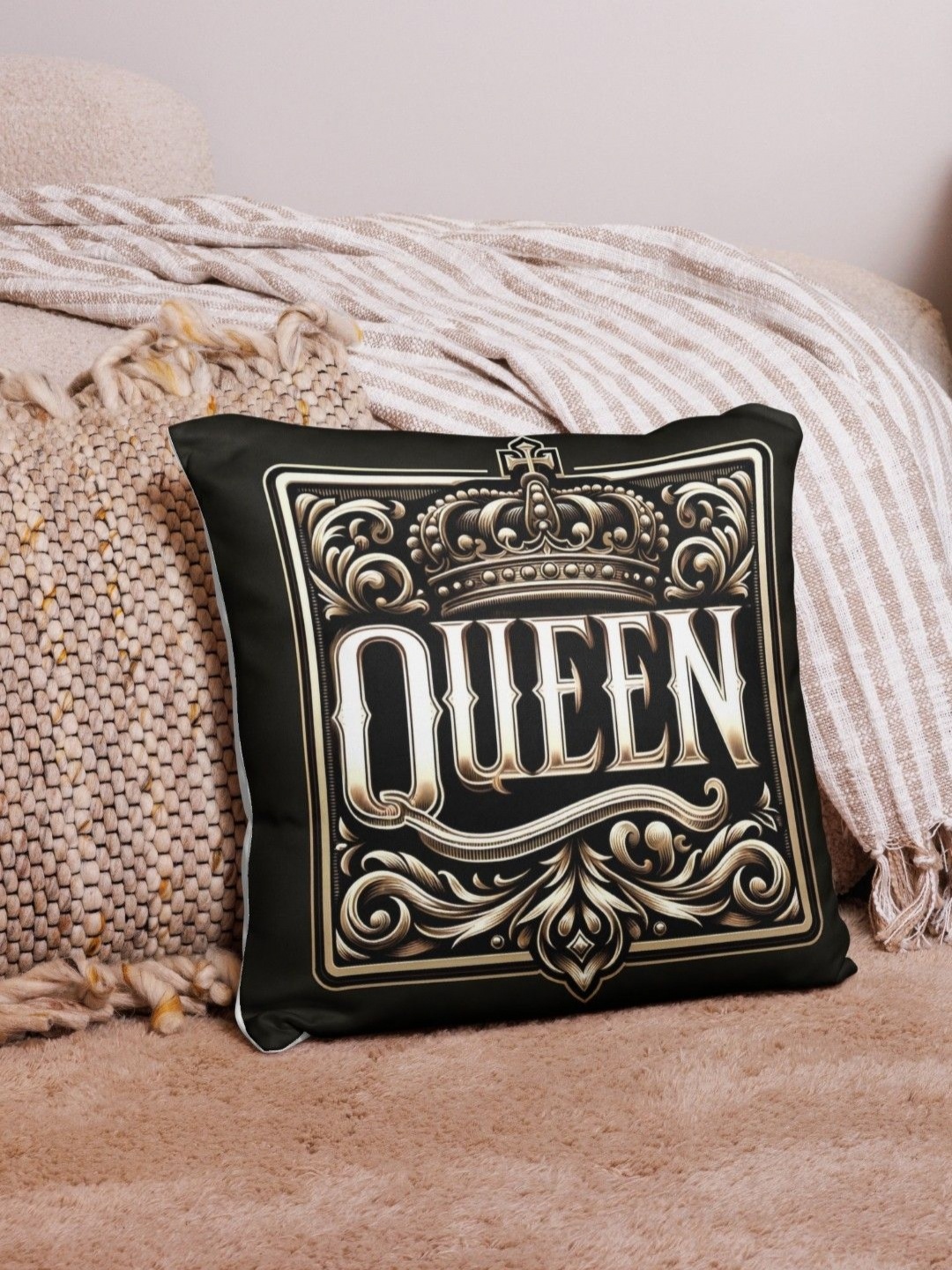 

bettergiftflowers Black & White Queen Premium Design Printed Square Filled Cushions