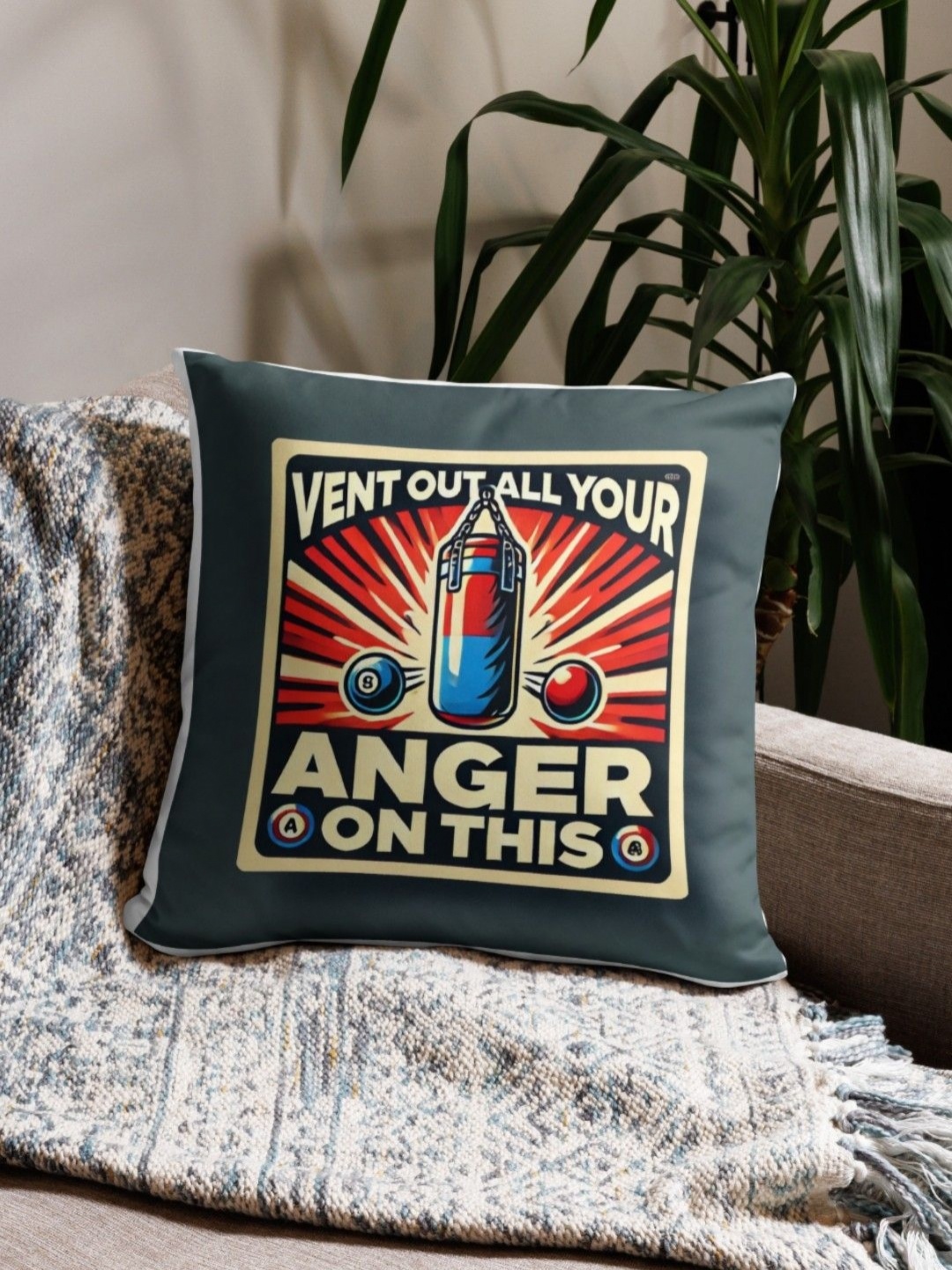 

bettergiftflowers Yellow & Red Vent Out Your Anger Printed Square Filled Cushions