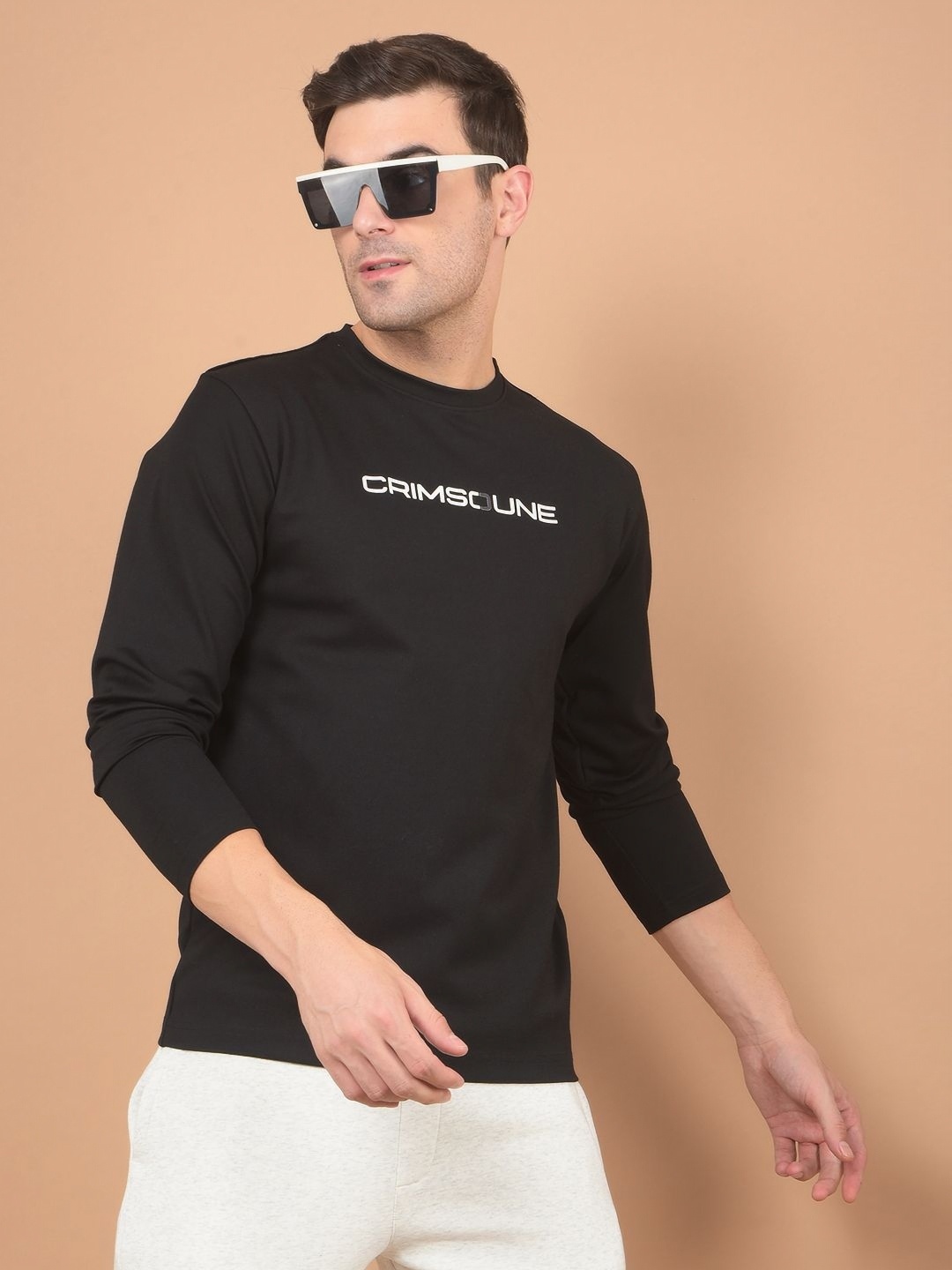 

Crimsoune Club Men Typography Printed Long Sleeves T-shirt, Black