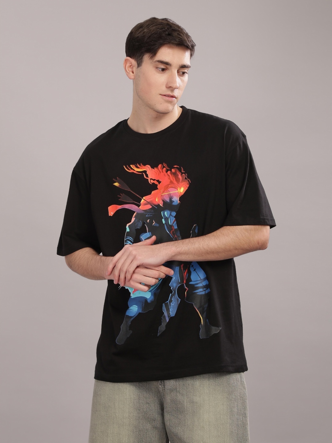 

TOMHIDDLE Men Printed Applique T-shirt, Black