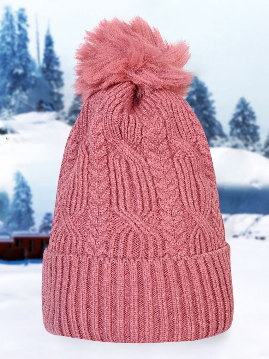 

LOOM LEGACY Women Acrylic Pink Beanie