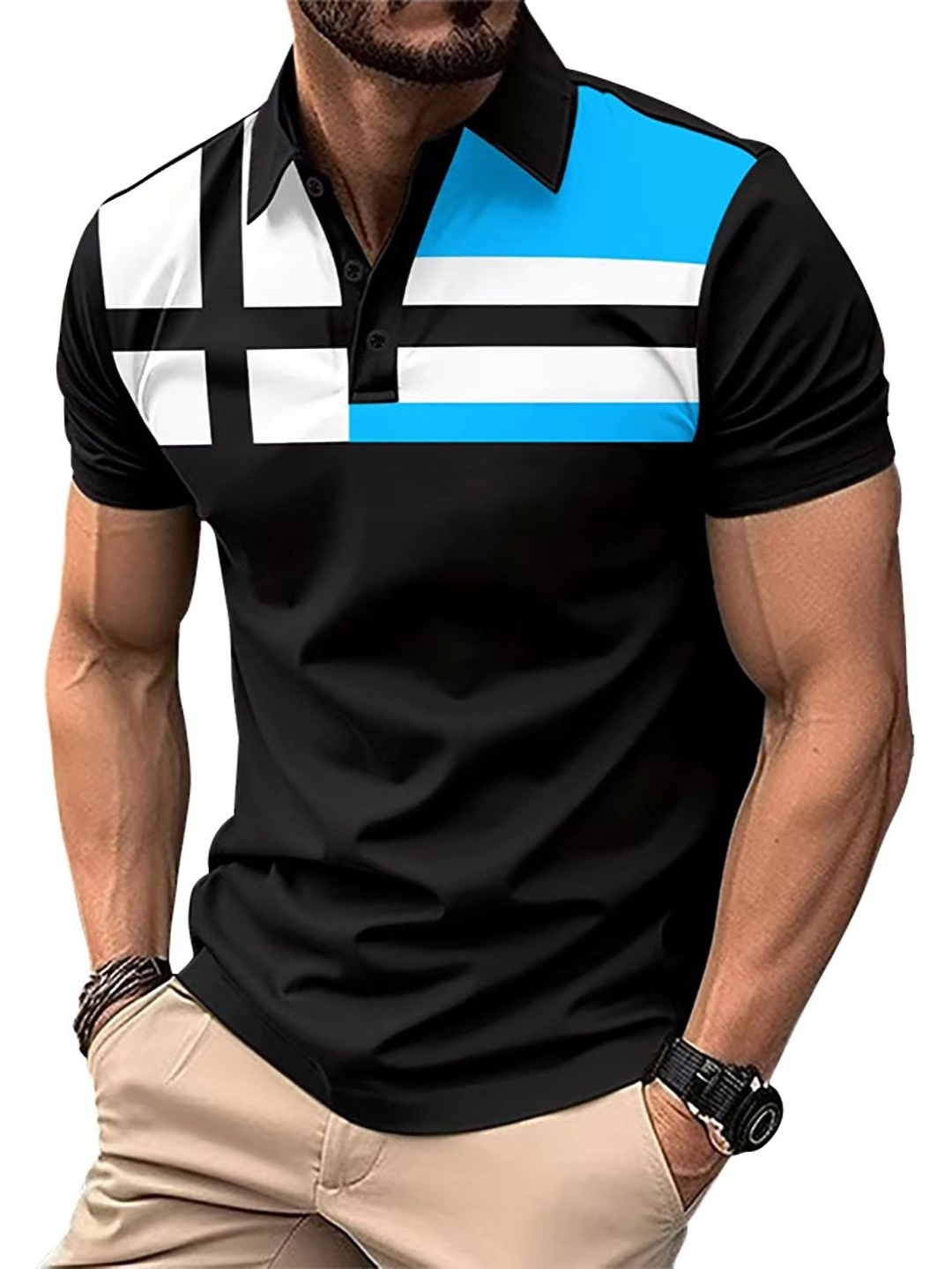 

StyleCast x Revolte Men Solid Polo Collar T-shirt, Blue