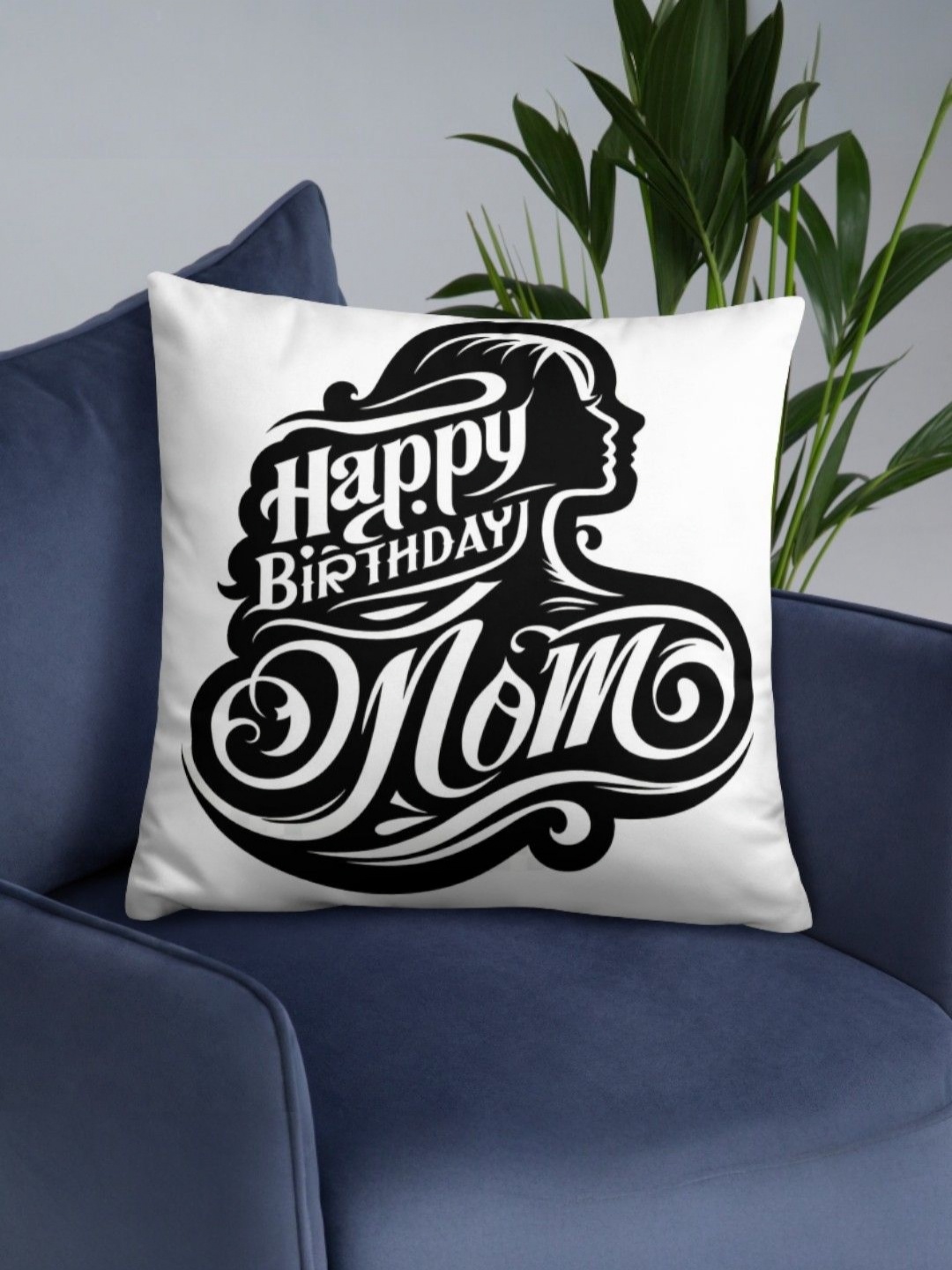 

bettergiftflowers Black & White Happy Birthday Mom Printed Square Filled Cushions