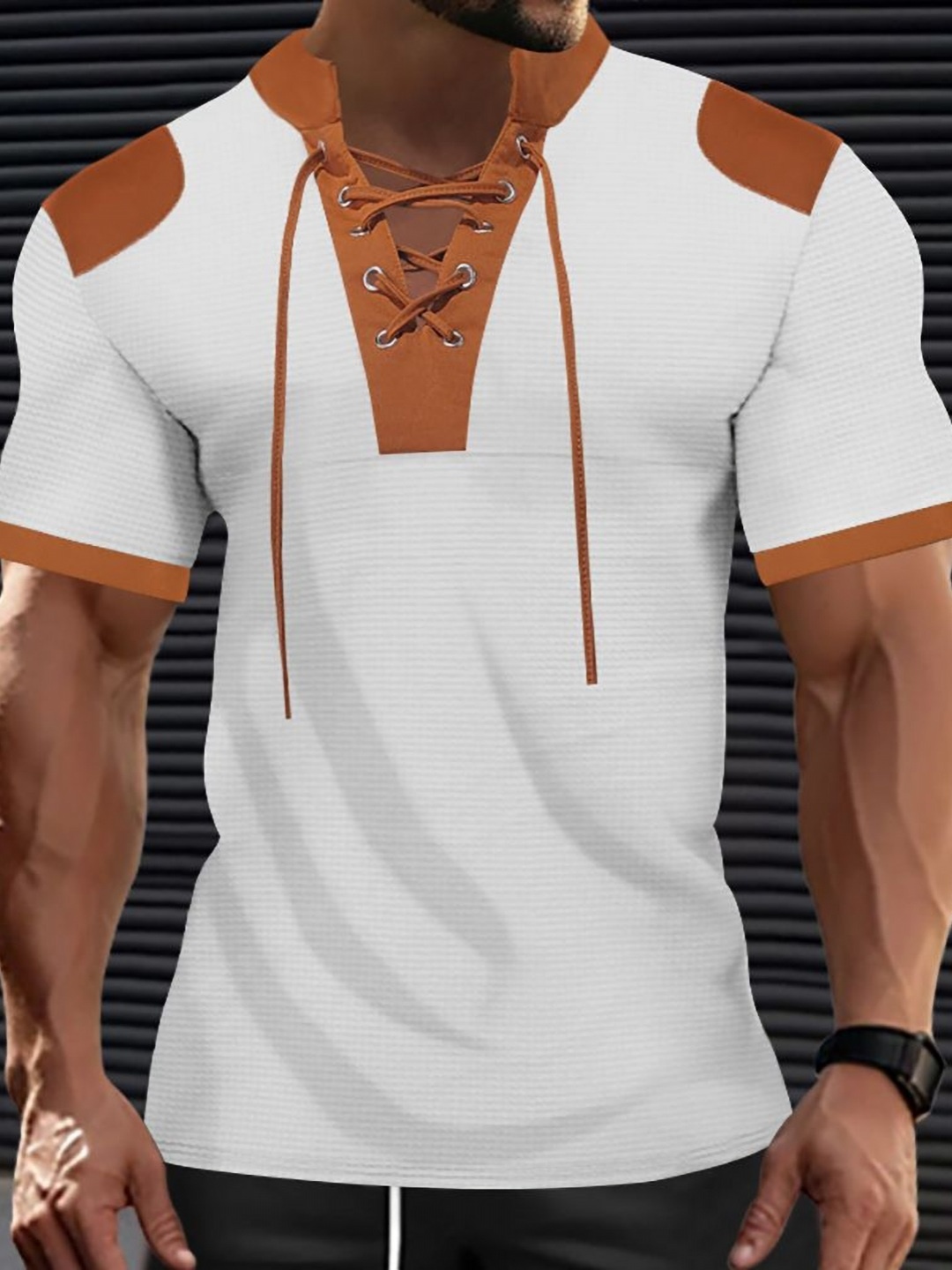 

StyleCast x Revolte Men Solid Henley Neck T-shirt, White