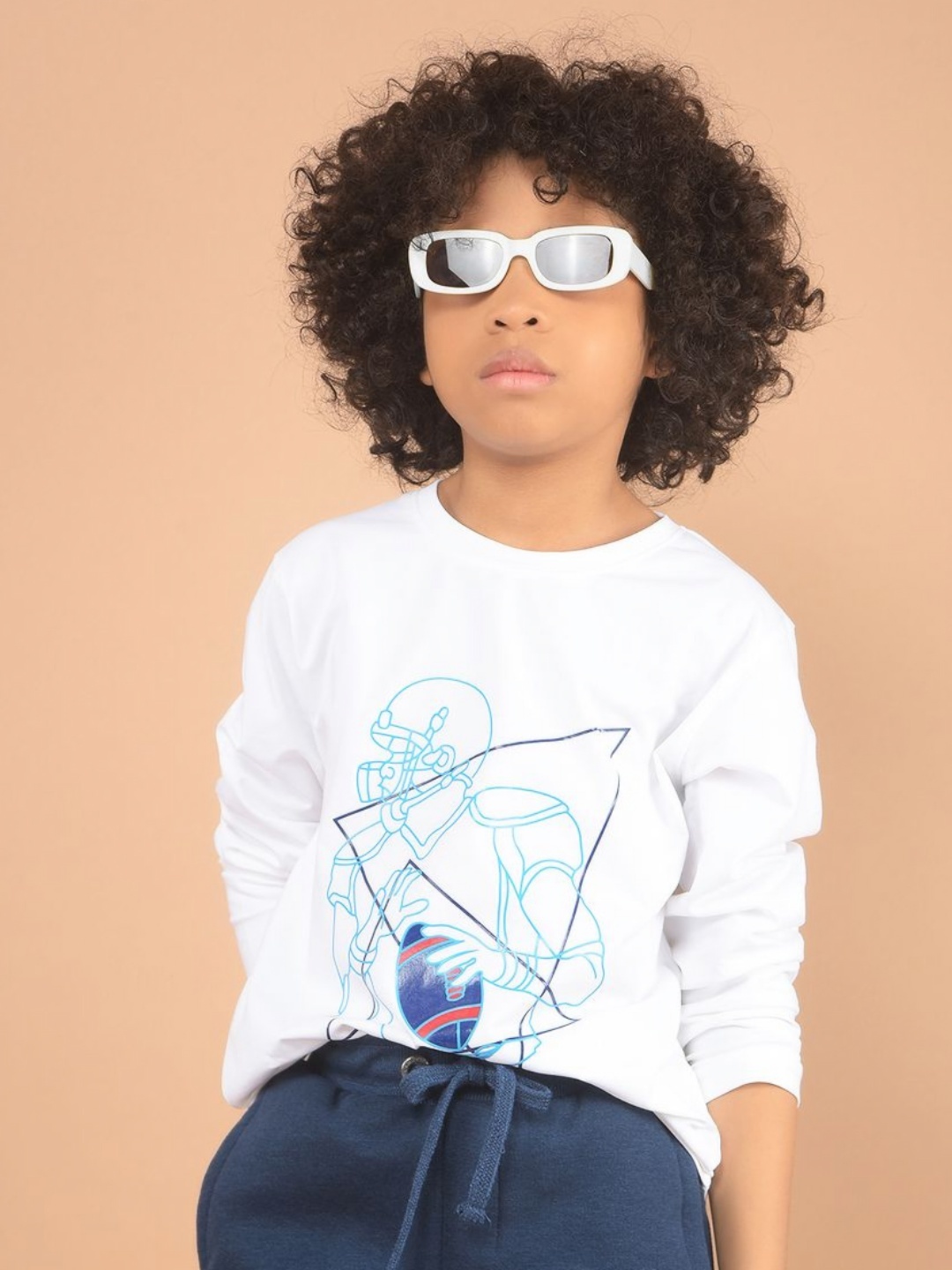 

Crimsoune Club Kids-Boys Graphic Printed Cotton T-shirt, White