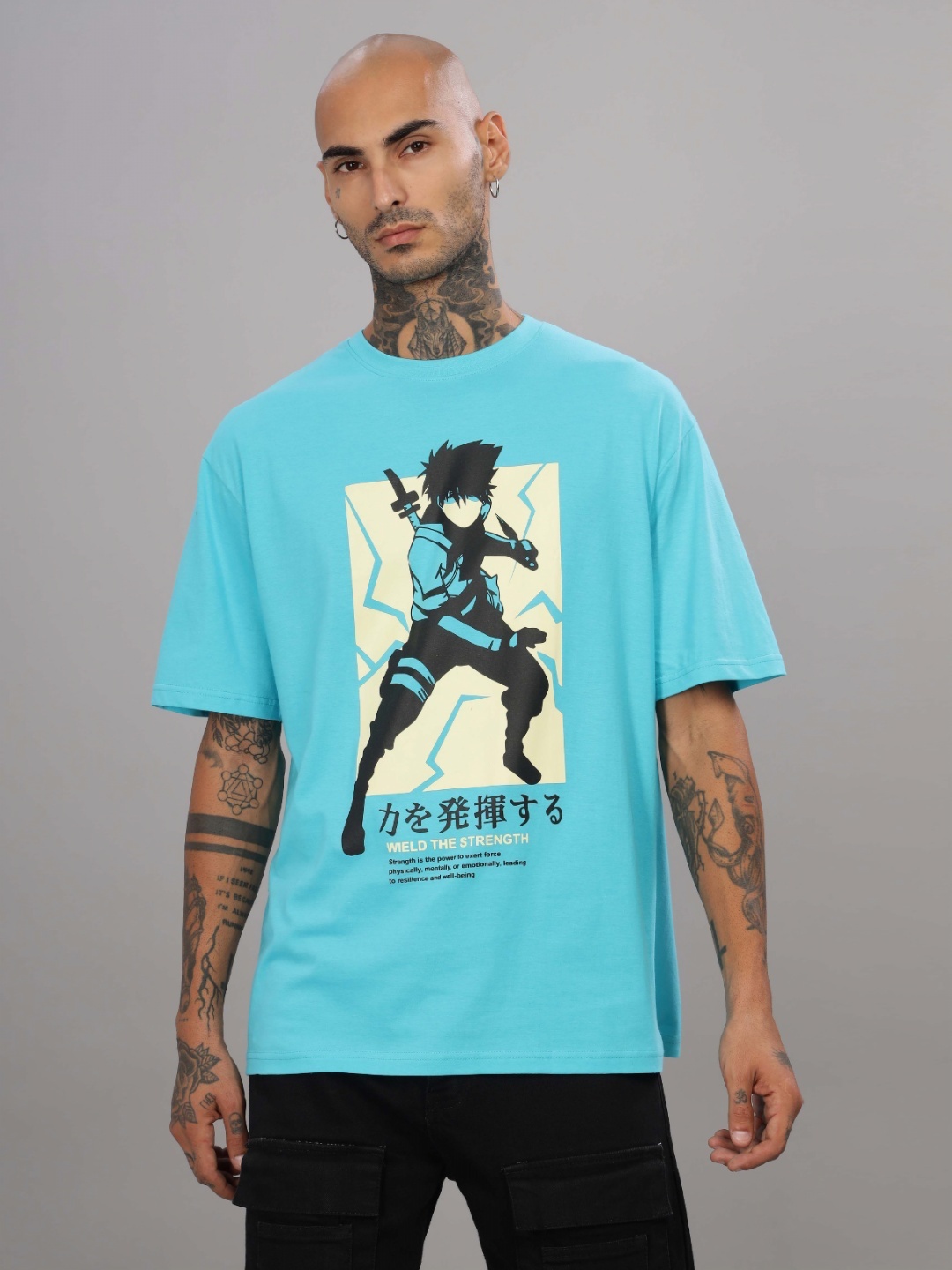 

TOMHIDDLE Men Printed Raw Edge T-shirt, Blue