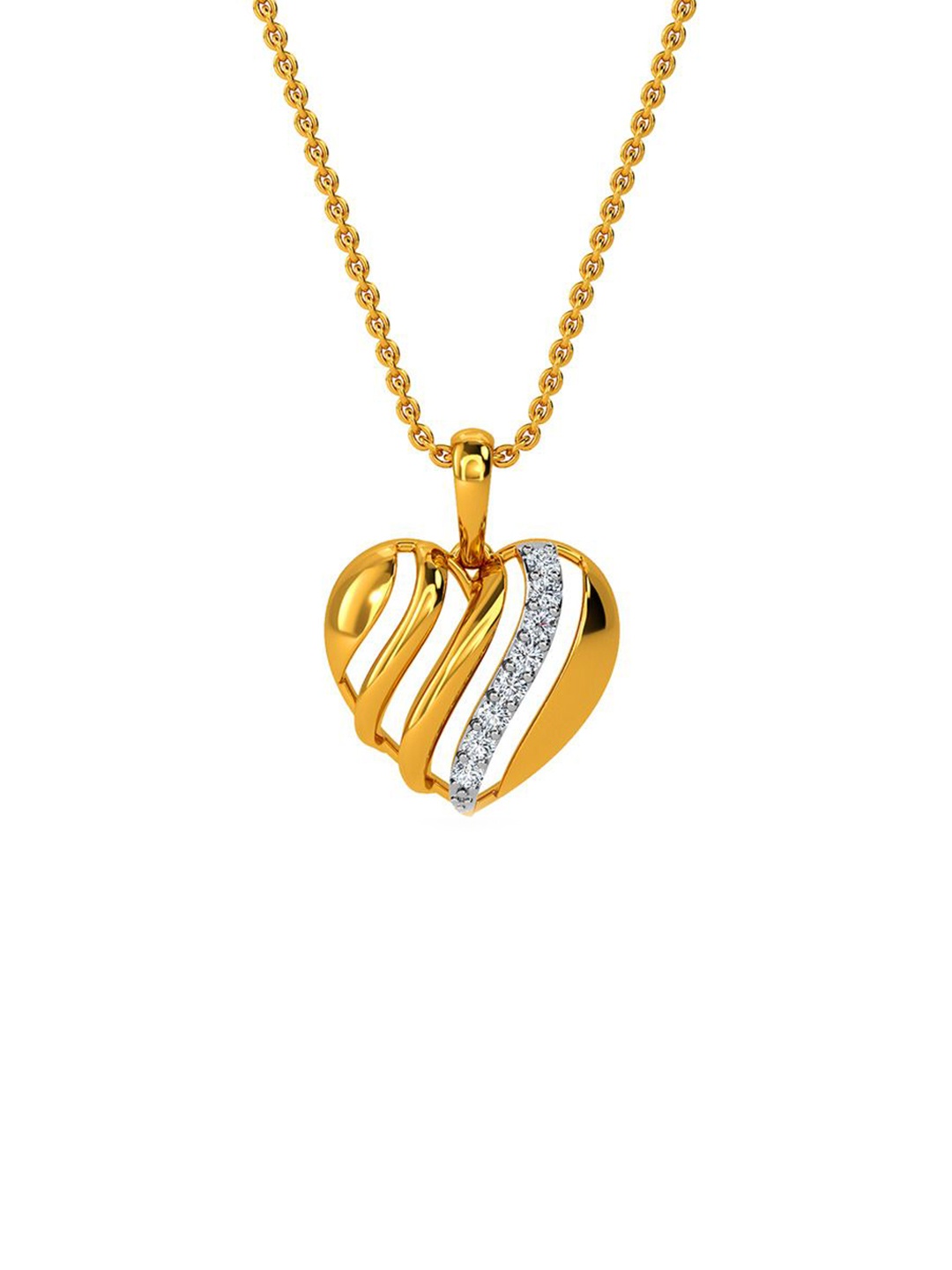 

KISNA DIAMOND AND GOLD JEWELLERY Women 18KT Yellow Gold Diamond Pendent