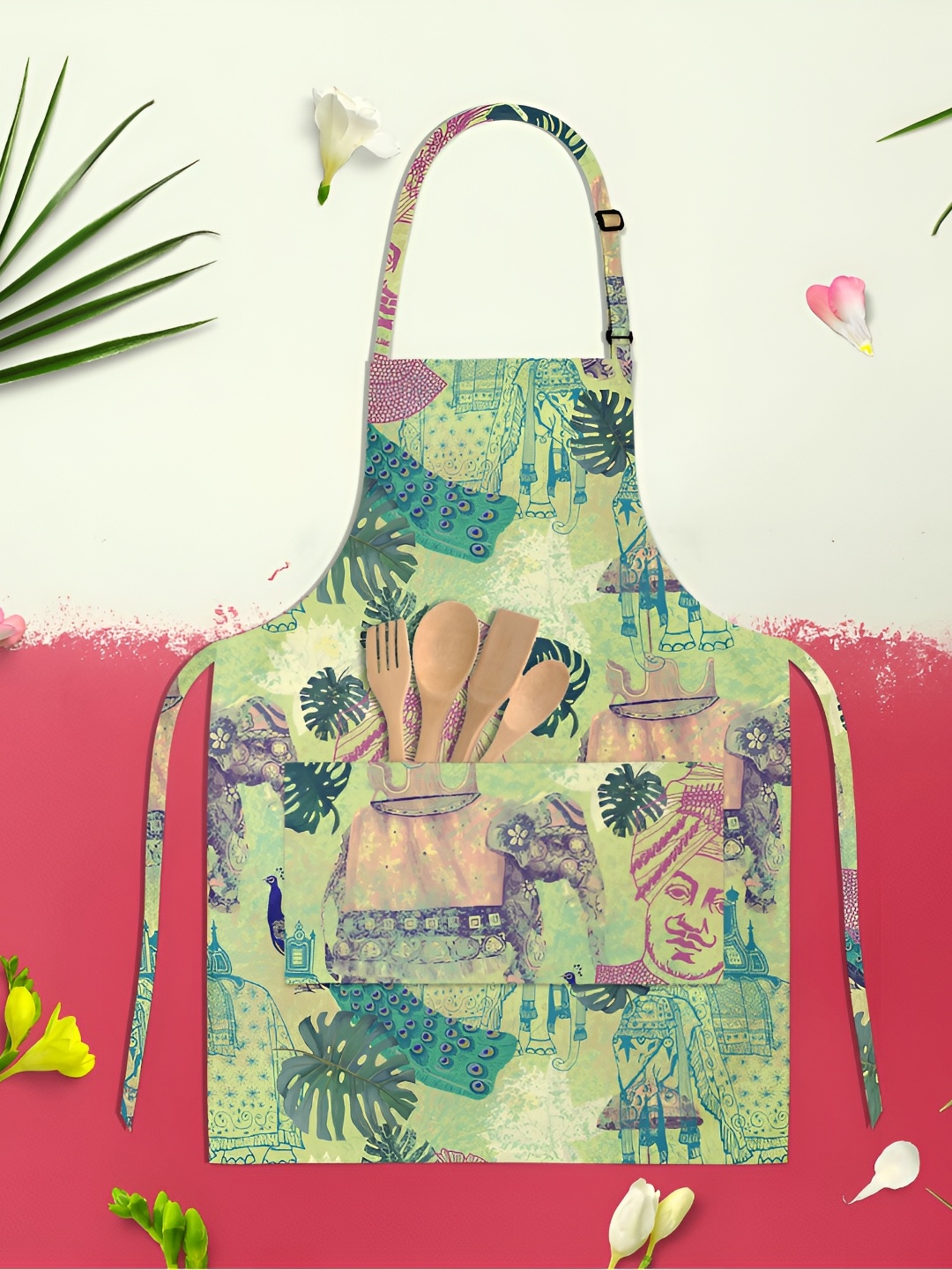 

ArtzFolio Green & Brown Printed Pure Cotton Apron