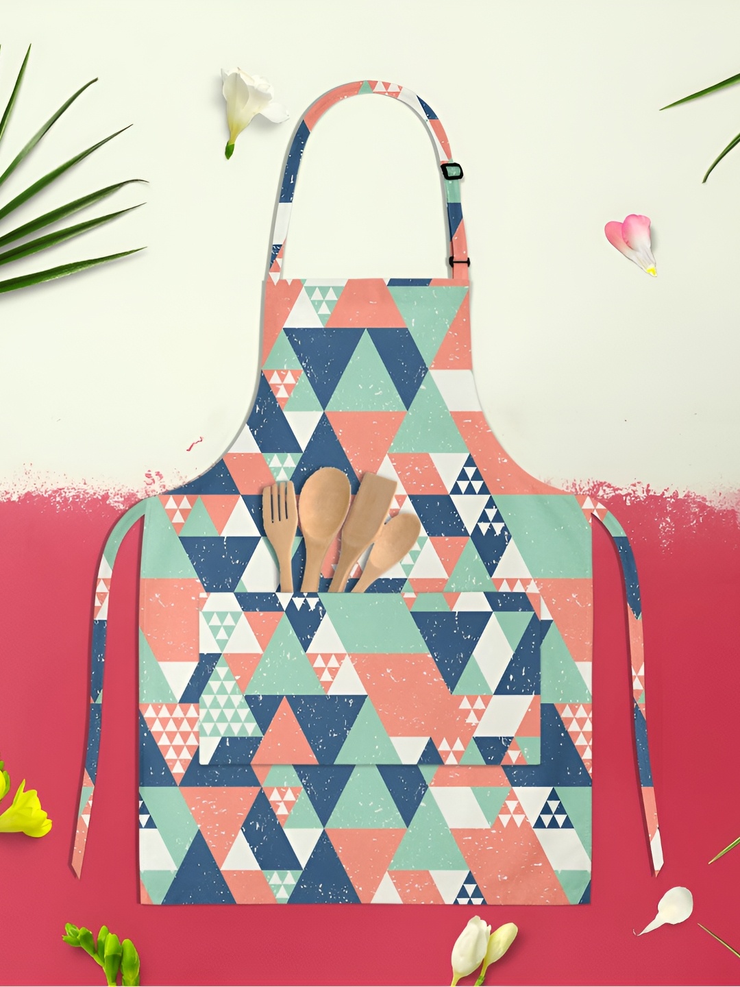 

ArtzFolio Green & Peach Colored Printed Cotton Aprons