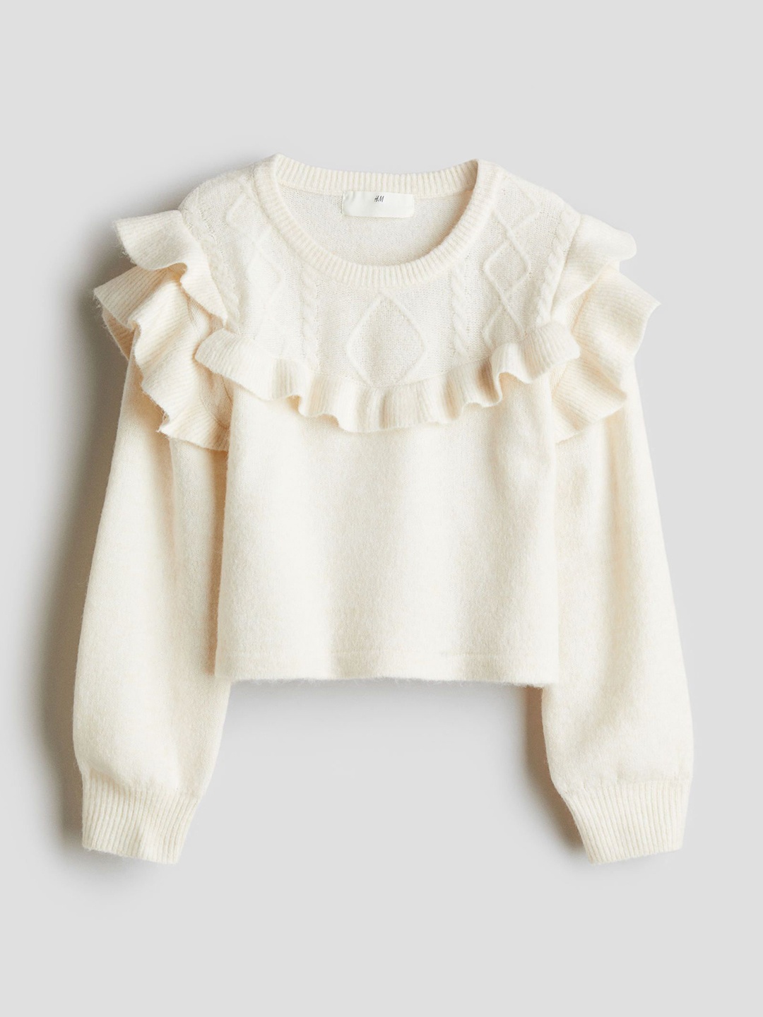 

H&M Girls Frill-Trim Jumper, White