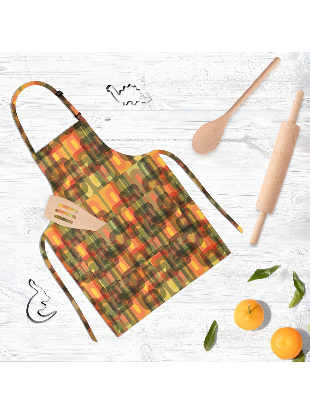 

ArtzFolio Kids Orange Colored & Green Printed Cotton Aprons