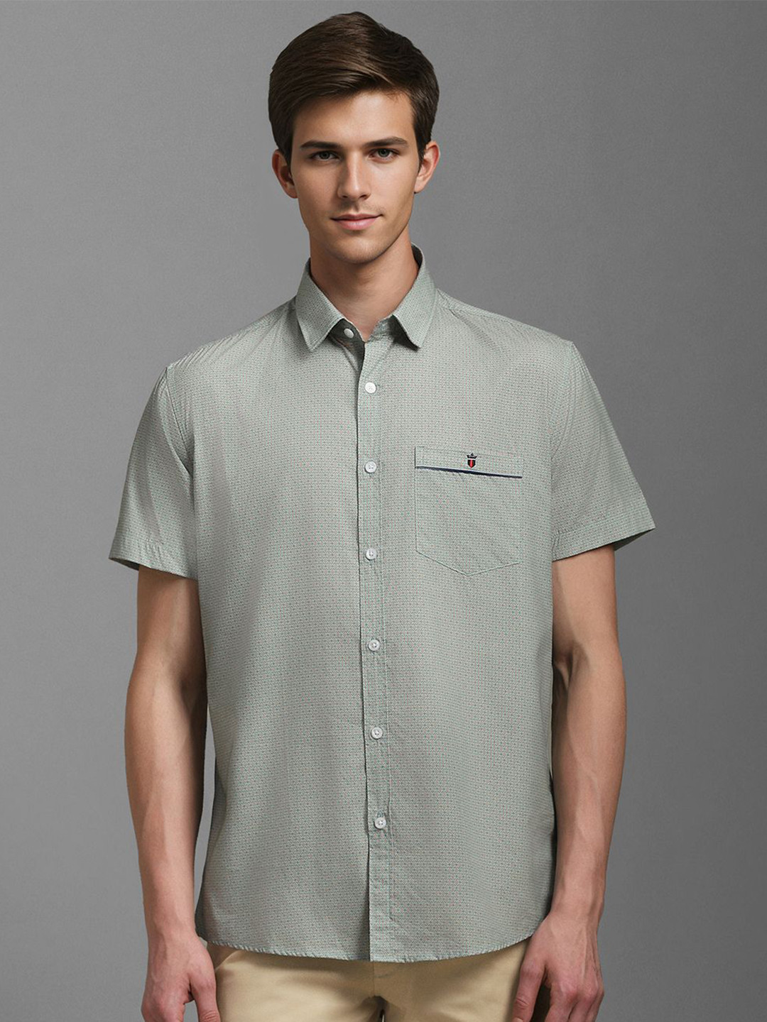 

Louis Philippe Sport Men Slim Fit Opaque Printed Casual Shirt, Olive