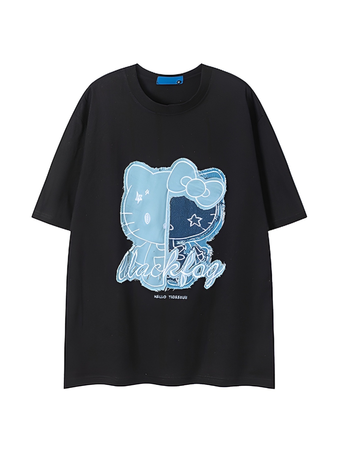 

LULU & SKY Women Printed Applique T-shirt, Black