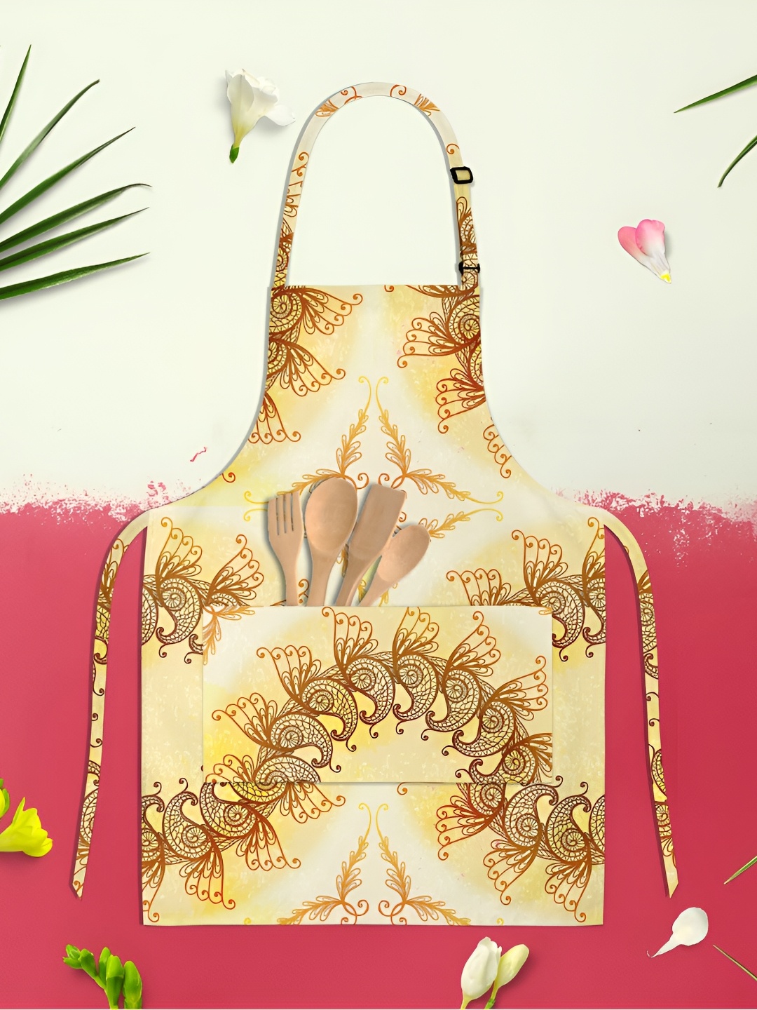 

ArtzFolio Kids Yellow & Brown Printed Cotton Aprons
