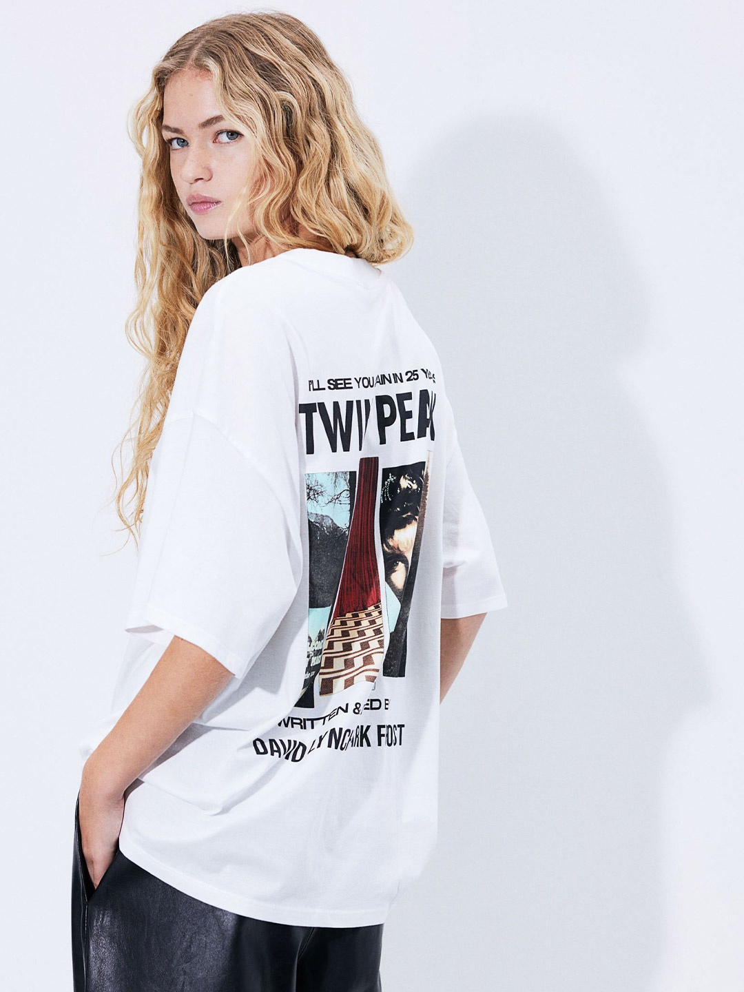 

H&M Oversized Printed T-Shirt, White