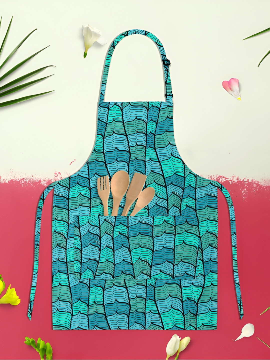 

ArtzFolio Kids Blue & Black Printed Cotton Aprons