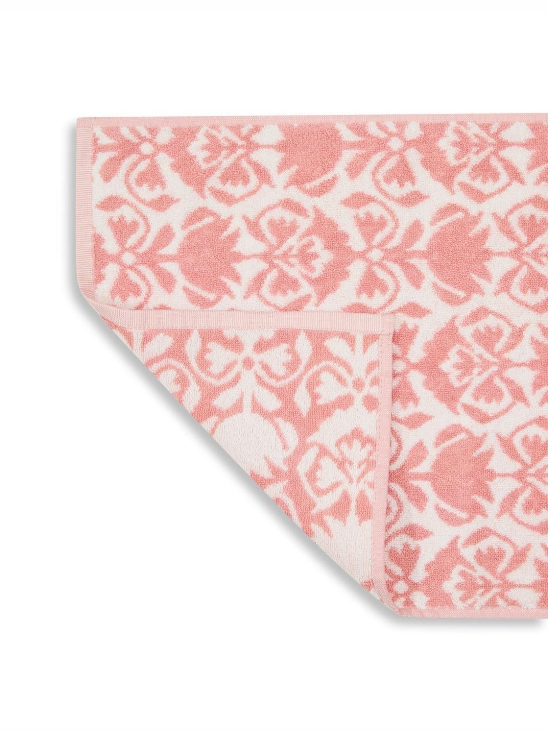 

Fabindia Pink & White Self Design Cotton 570 GSM Bath Towel