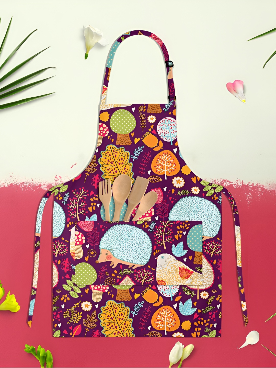 

ArtzFolio Violet & Yellow Printed Cotton Aprons