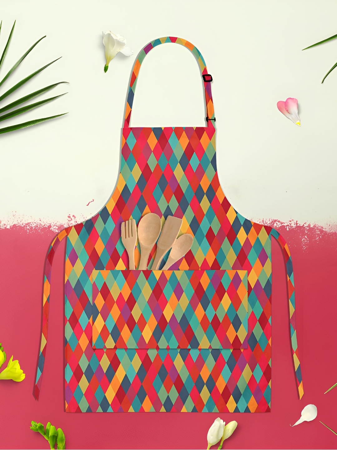 

ArtzFolio Red & Blue Printed Pure Cotton Apron