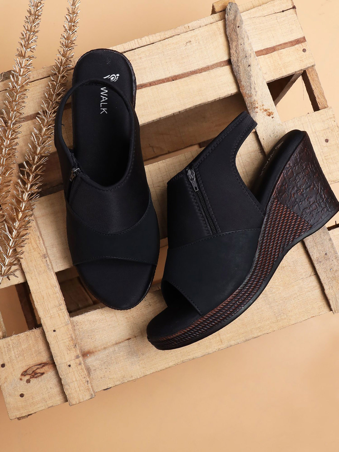 

V-WALK Women Party High-Top Wedge Sandals, Black