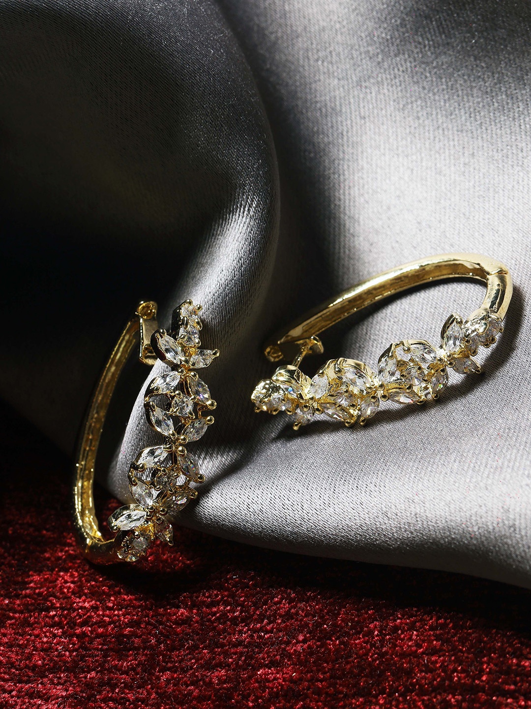 

Maansh Gold Plated Stone Studded Hoop Earrings