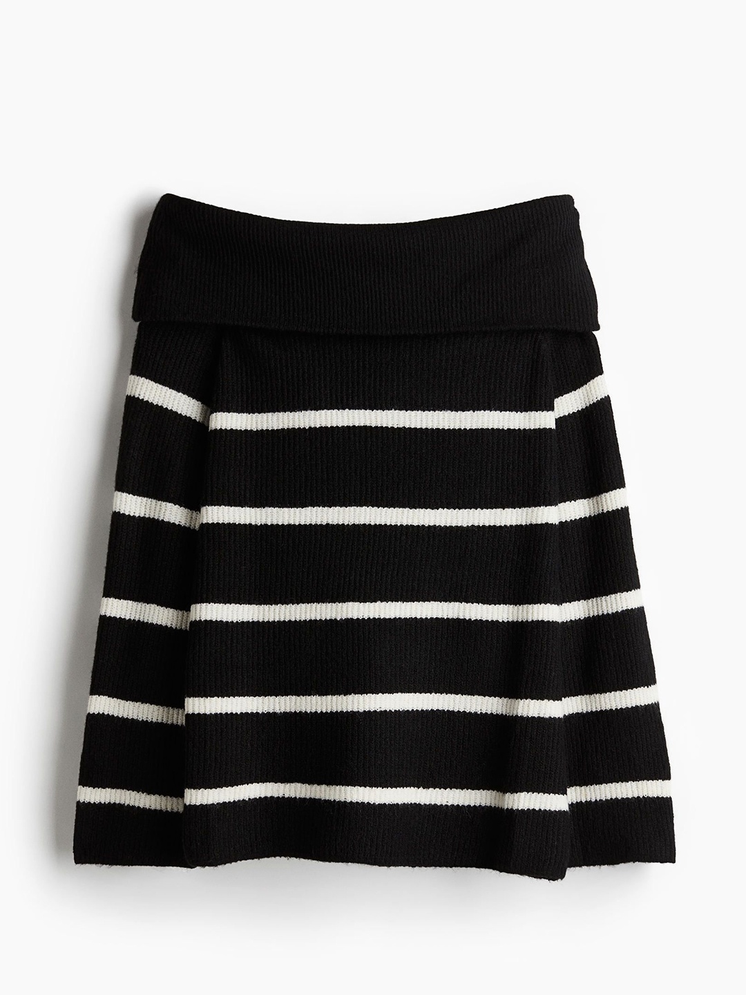 

H&M Women Rib-Knit Off-The-Shoulder Jumper, Black