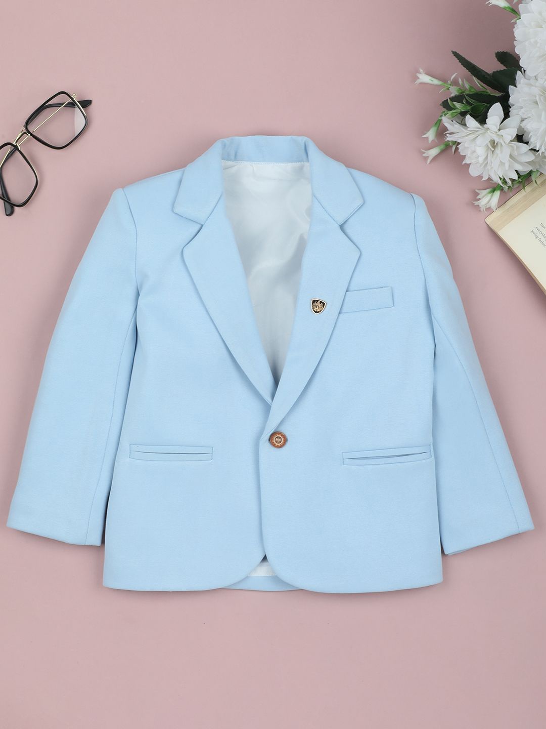 

Ridokidz Boys Notched Lapel Single-Breasted Casual Blazer, Blue