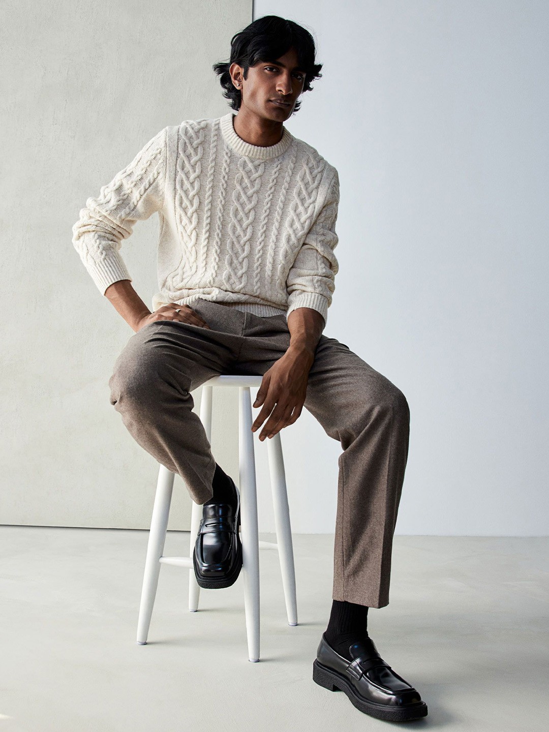 

H&M Men Cable-Knit Jumper, White