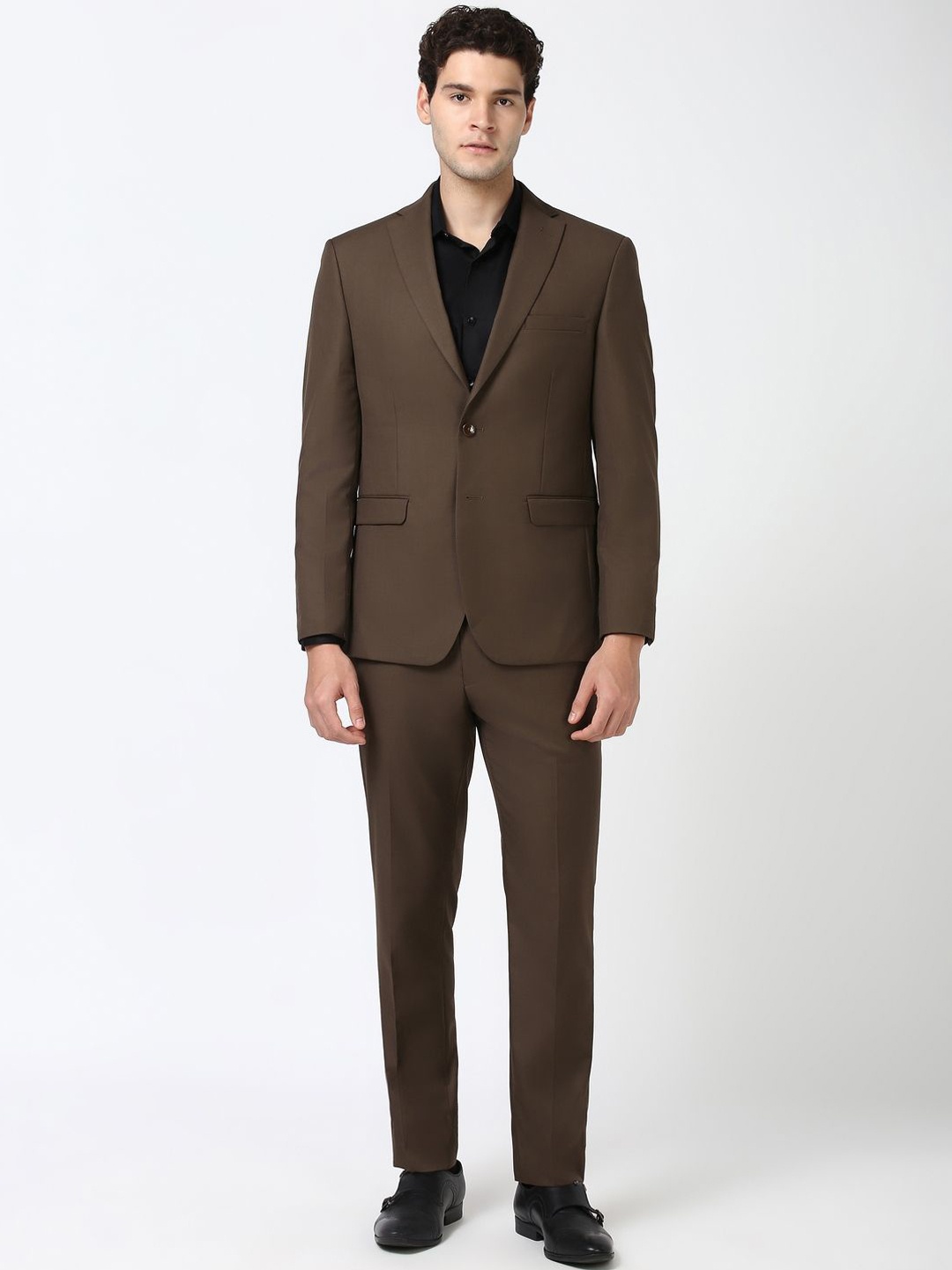 

Peter England Elite Men Slim-Fit Single-Breasted 2-Piece Suit, Brown