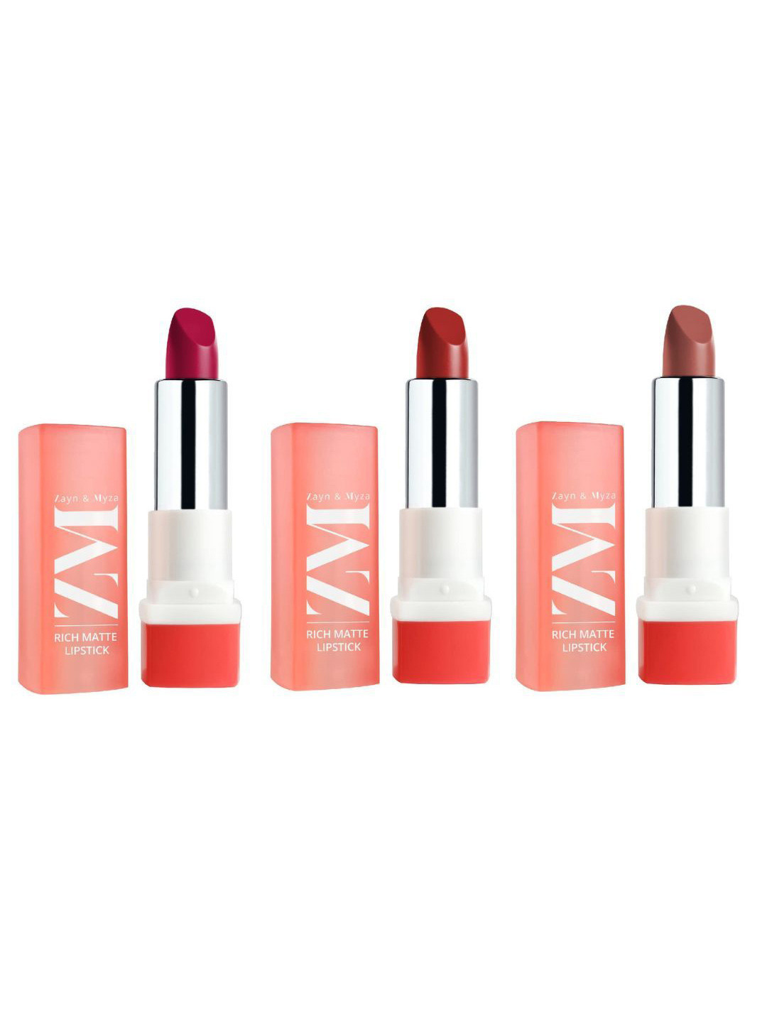 

ZM Zayn & Myza Set Of 3 Rich Matte Finish Lipstick- 4.2 g Each- Shade- 07- 15- 02, Red