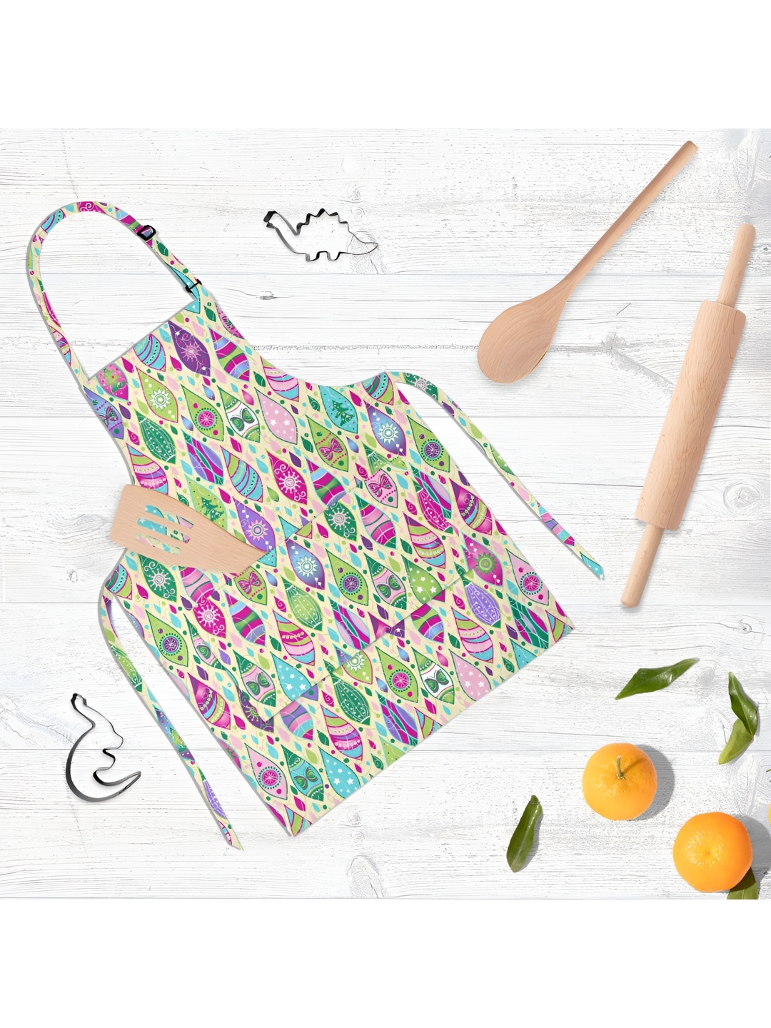 

ArtzFolio Kids Cream Colored & Pink Printed Cotton Aprons