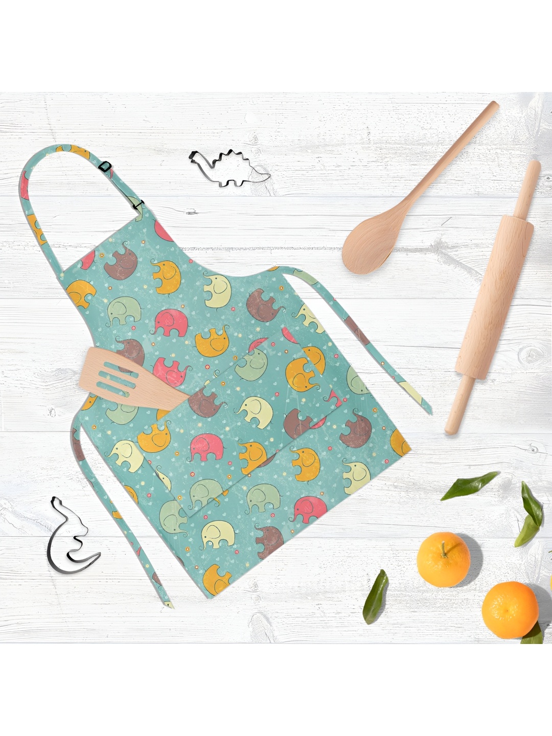 

ArtzFolio Green & Red Printed Cotton Apron