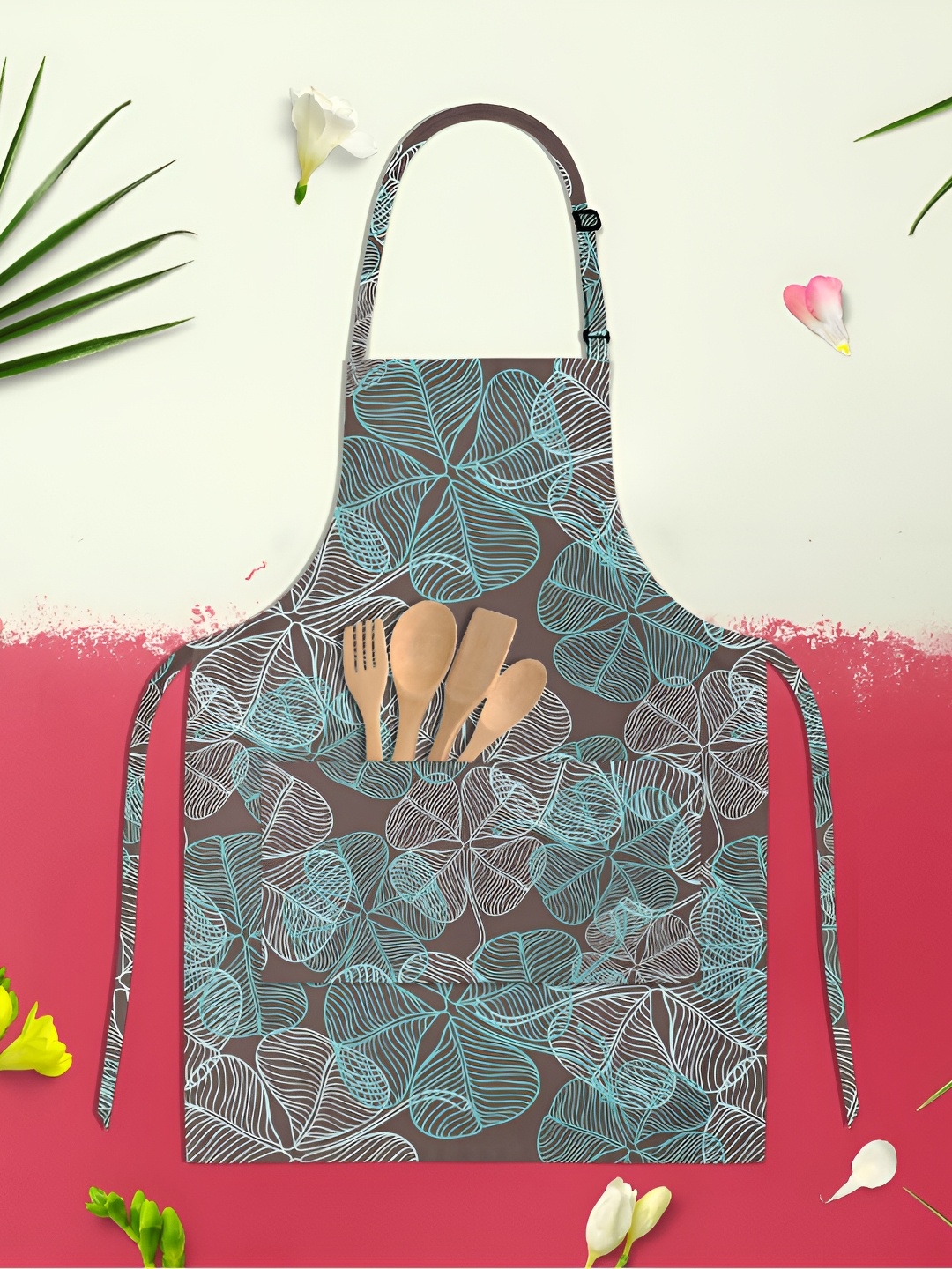 

ArtzFolio Brown & Blue Printed Cotton Apron