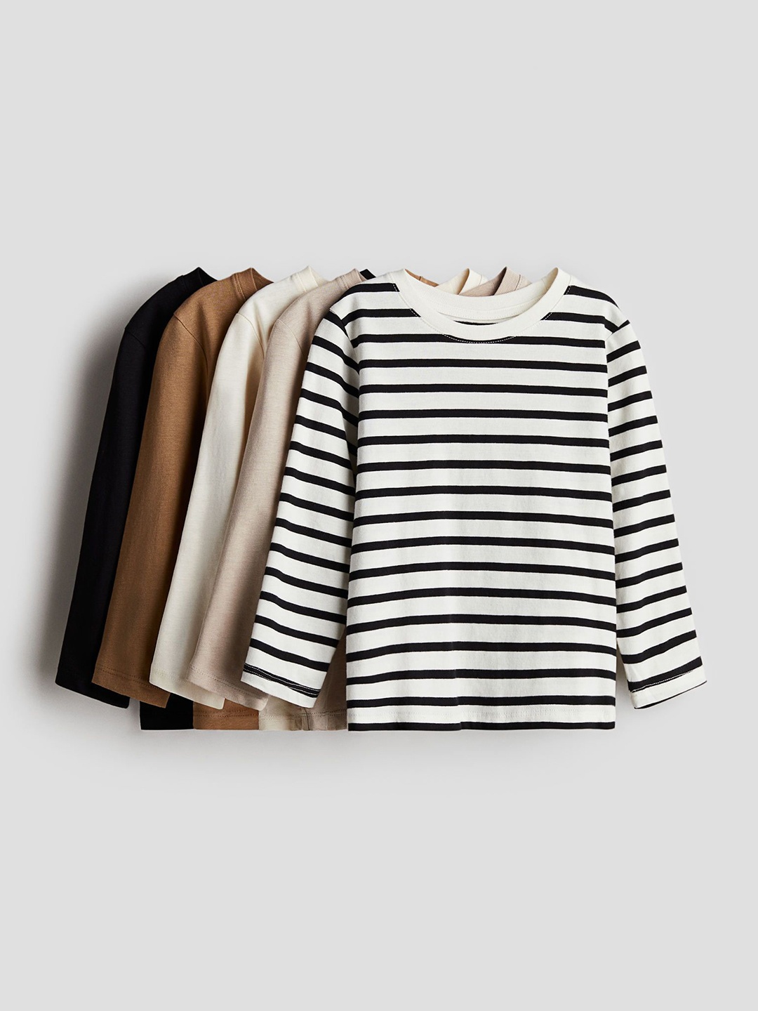 

H&M Infant Boys Pack Of 5 Striped Long-Sleeved T-shirts, White