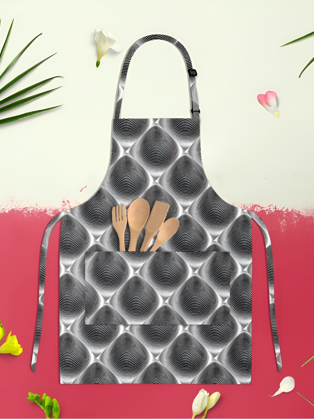 

ArtzFolio Black & White Printed Cotton Aprons