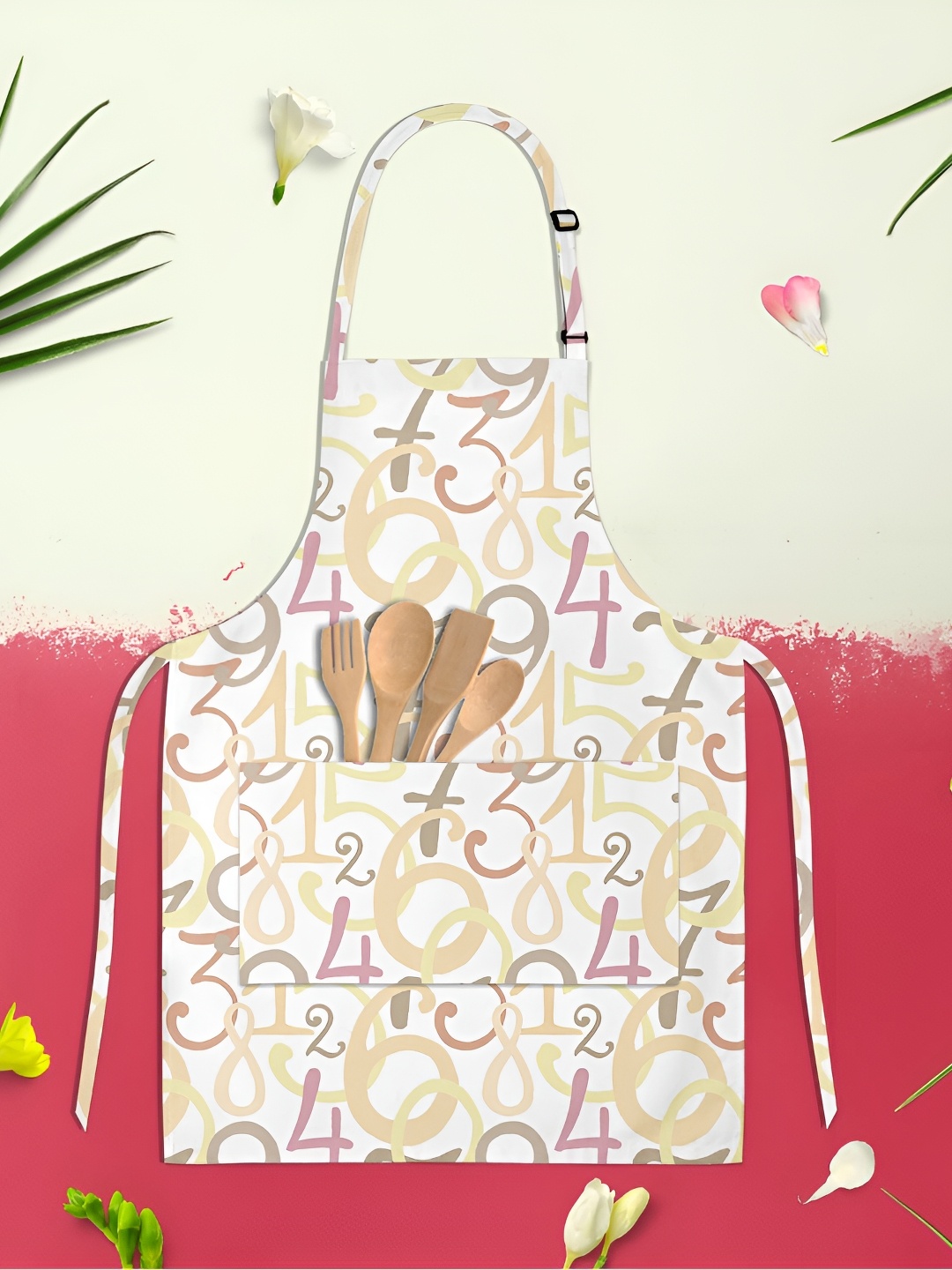 

ArtzFolio Beige & White Printed Pure Cotton Apron