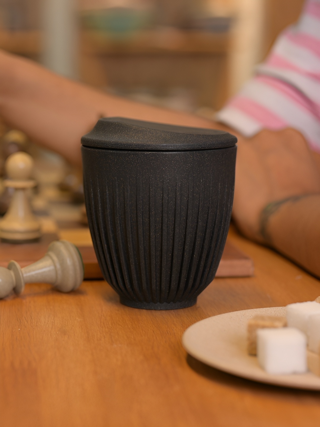 

eha Black Textured Matte Mugs 250 ml, Grey