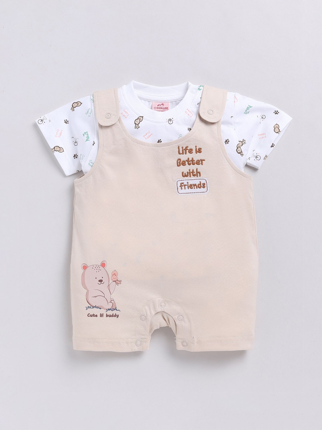 

Dollar Kids Printed Dungarees, White