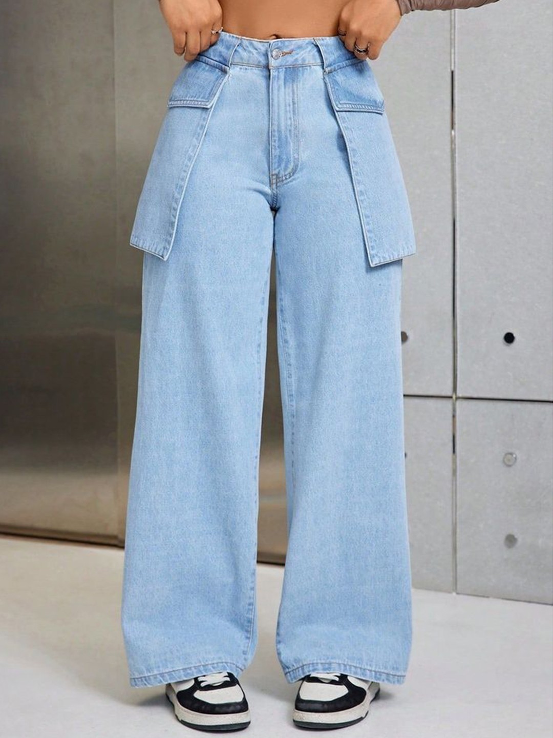 

LULU & SKY Women Jean Wide Leg High-Rise Jeans, Blue