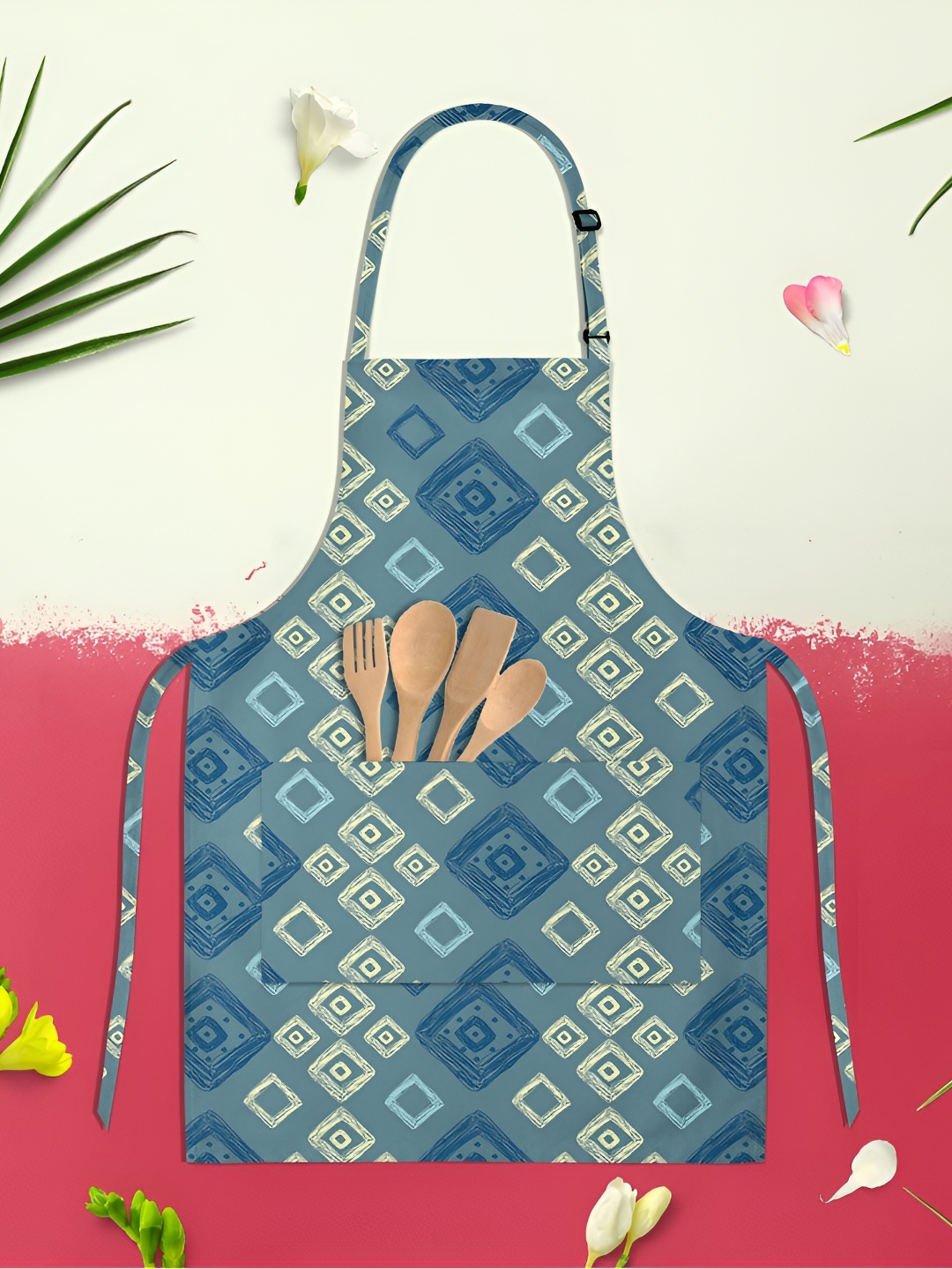 

ArtzFolio Blue & Yellow Printed Cotton Aprons